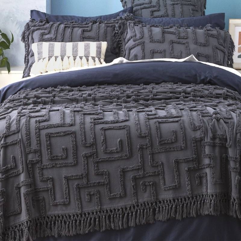 Renee Taylor Riley Slate Vintage Washed Coverlet Set (6671342174252)