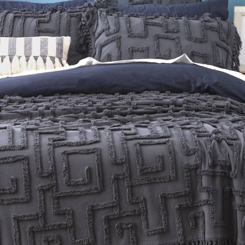 Renee Taylor Riley Slate Vintage Washed Coverlet Set (6671342174252)