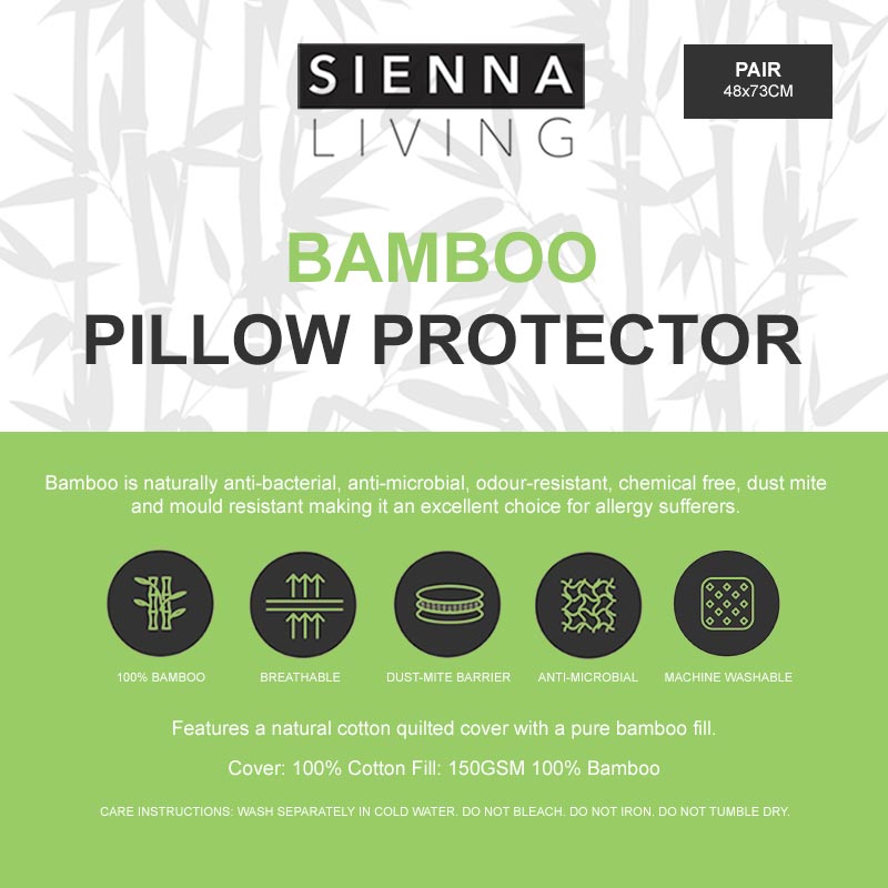 Sienna Living Quilted Bamboo Pillow Protector 2 Pack (6587131756588)