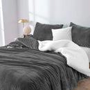 Softouch 2 in 1 Microplush Soft Teddy Sherpa Charcoal Quilt Cover Set (6985862250540)