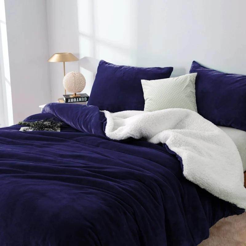Softouch 2 in 1 Microplush Soft Teddy Sherpa Midnight Quilt Cover Set (6985863790636)