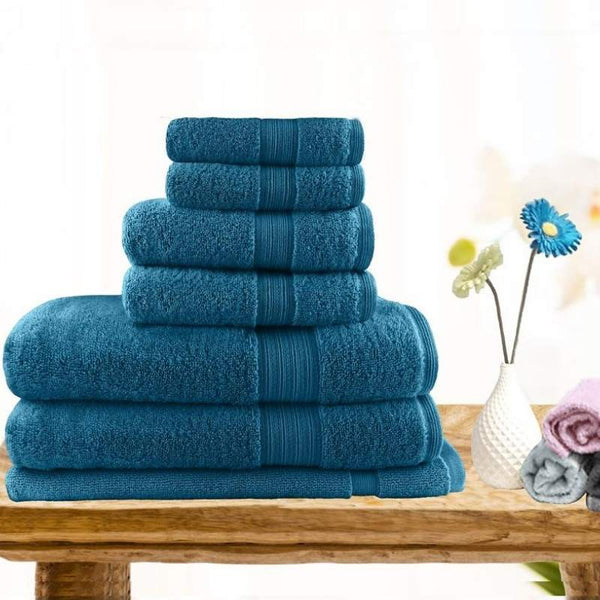 Softouch Light Weight Soft Premium Cotton Bath Towel 7 Piece Teal Towel Pack (6984710946860)