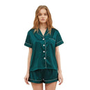 Softouch Super Soft Satin Short Teal Pajama Set (6985783410732)