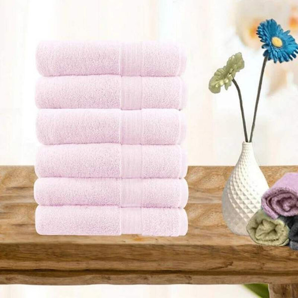 Softouch Ultra Light Quick Dry Premium Cotton 6 Piece Baby Pink Hand Towel Pack (6985840721964)