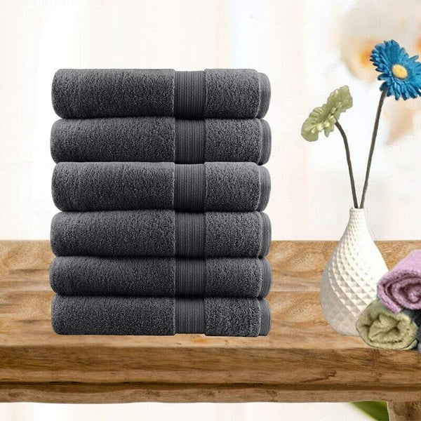 Softouch Ultra Light Quick Dry Premium Cotton 6 Piece Charcoal Face Washer Pack (6985826631724)