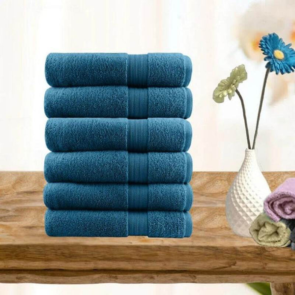 Softouch Ultra Light Quick Dry Premium Cotton 6 Piece Teal Hand Towel Pack (6985848324140)