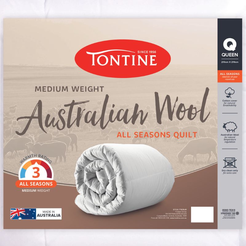 Tontine Aussie Australian Wool Mid Weight All Seasons Quilt Australia