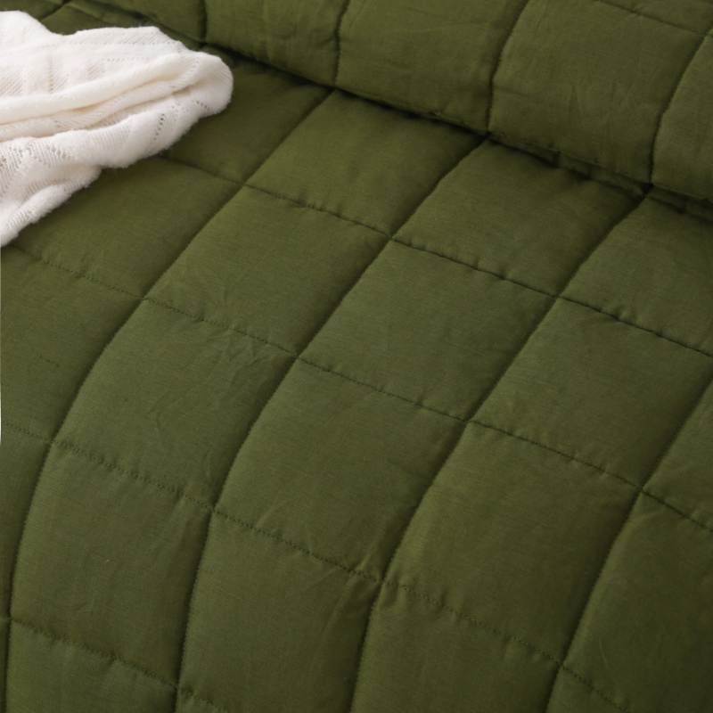 Vintage Design French Linen Olive Coverlet Set (6998678798380)