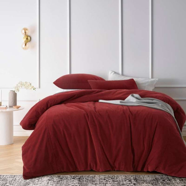 Vintage Design Rouge Cotton Velvet Quilt Cover Set (6594289500204)