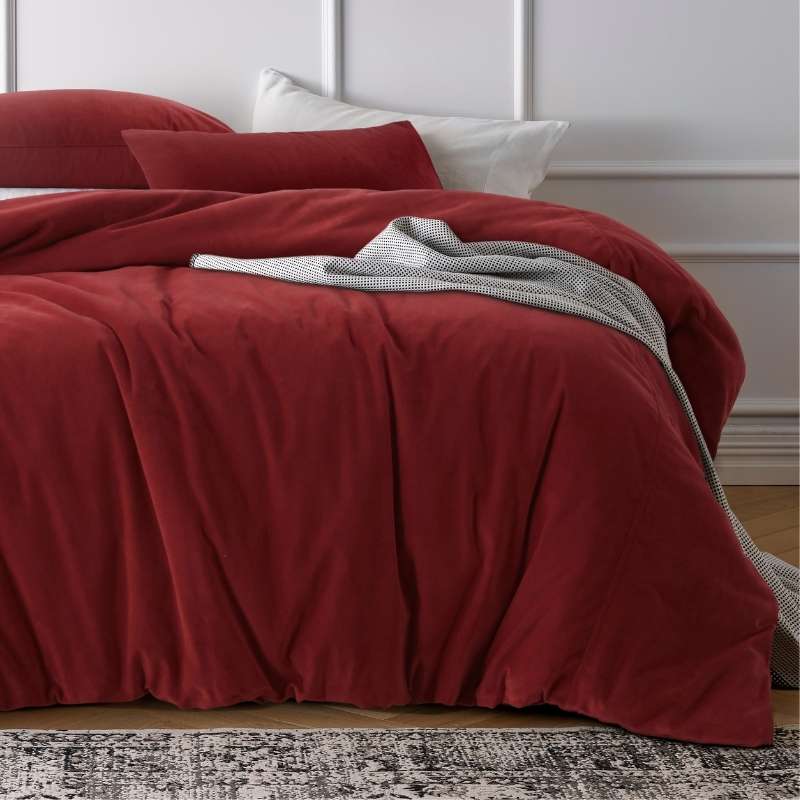 Vintage Design Rouge Cotton Velvet Quilt Cover Set (6594289500204)