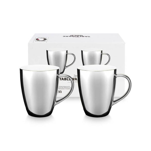 VTWonen Silver Extra Large 400ml Mugs with Ear Set of 2 (7003298136108)